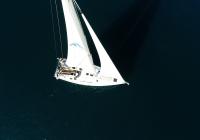 sailing yacht Hanse 505 from above sailboat boat sails sailing deck cockpit sea